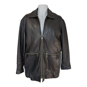Vintage Danier Black Leather Jacket Thinsulate Full Zip Pockets Lined Mens XS